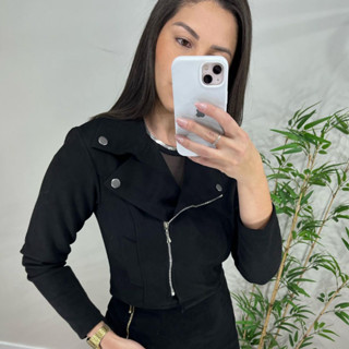 Jaqueta Feminina de Suede Blusa Casaco de Inverno Moda Blogueira