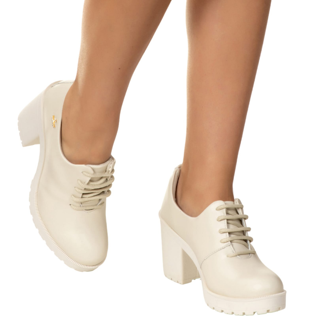 Sapato Oxford Amarrar Botinha Cano Baixo Salto