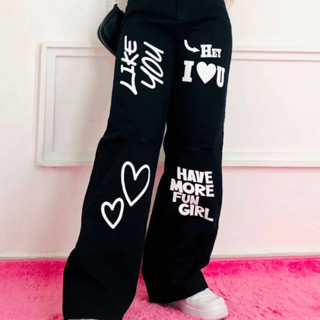Calça Jeans Juvenil Wild Leg Pantalona C/ Desenho Estampada