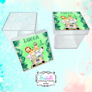 10 Lembrancinhas Safari Baby - Caixinhas Acrílicas Personalizadas