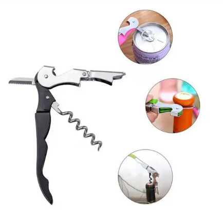 OFERTA Saca Rolhas Inox Com 2 Estágios Abridor Garrafa Vinho Aço  Medida da embalagem 12cmx2cm