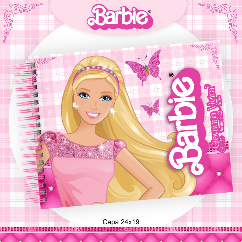 Caderno de Desenho Barbie Capa Dura 50 fls Personalizado. em Oferta na Shopee