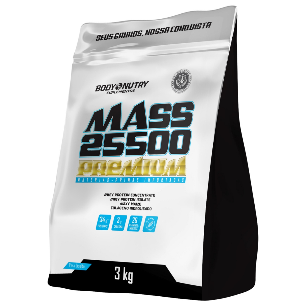 Hipercalórico Mass 25500 com Creatina Premium 3kg - Ganho de Massa