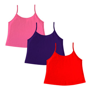 Kit 3 Blusas de Alcinha Feminino Infantil e juvenil 2 ao 16 anos (Cores Sortidas) em Oferta na Shopee