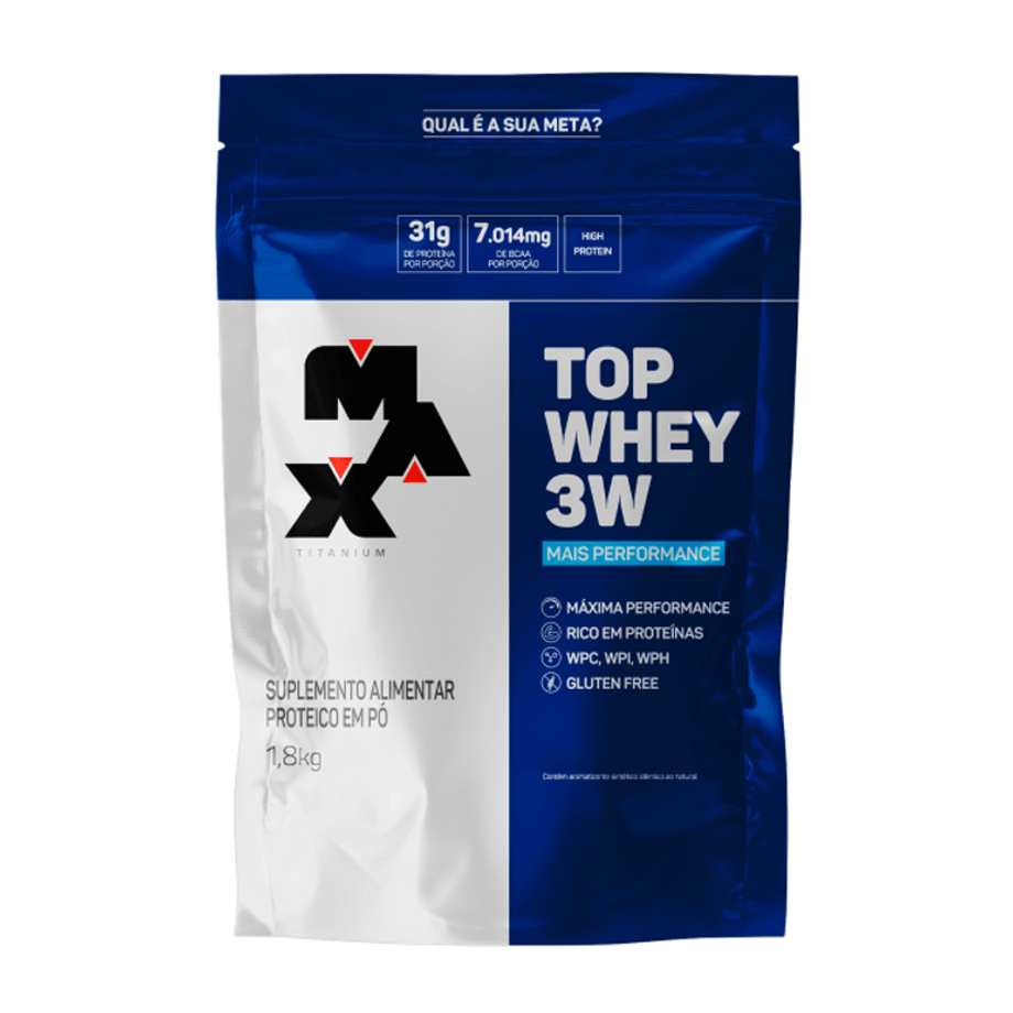 Top Whey 3w 1,8kg + Performance - Max Titanium - Refil