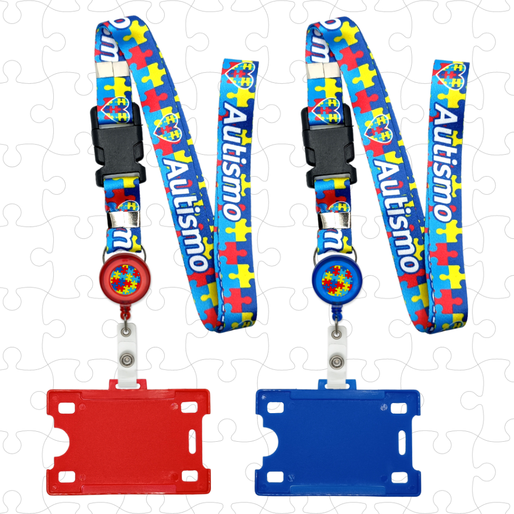 Cordão de Identificação Autismo + Roller Clip Autista + Porta Crachá Vertical e Horizontal em Oferta na Shopee