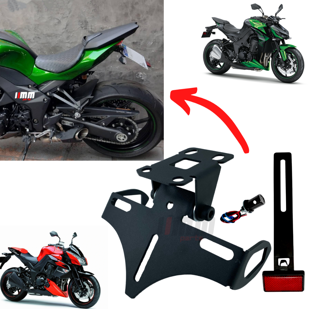 Eliminador de Rabeta Z1000 articulado Suporte de Placa Esportivo Retratil Kawasaki Z 1000 2012 a 2023