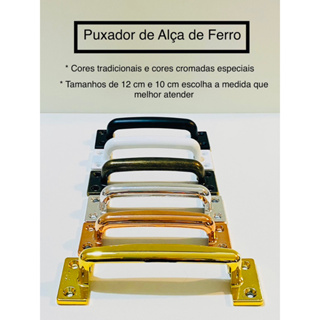2 Puxador preto 12 cm de ferro samac com pintura especial  preto, cromado,  envelhecido. em Oferta na Shopee