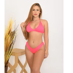 Biquini Asa Delta com Bojo - Biquini Rosa Pink Neon