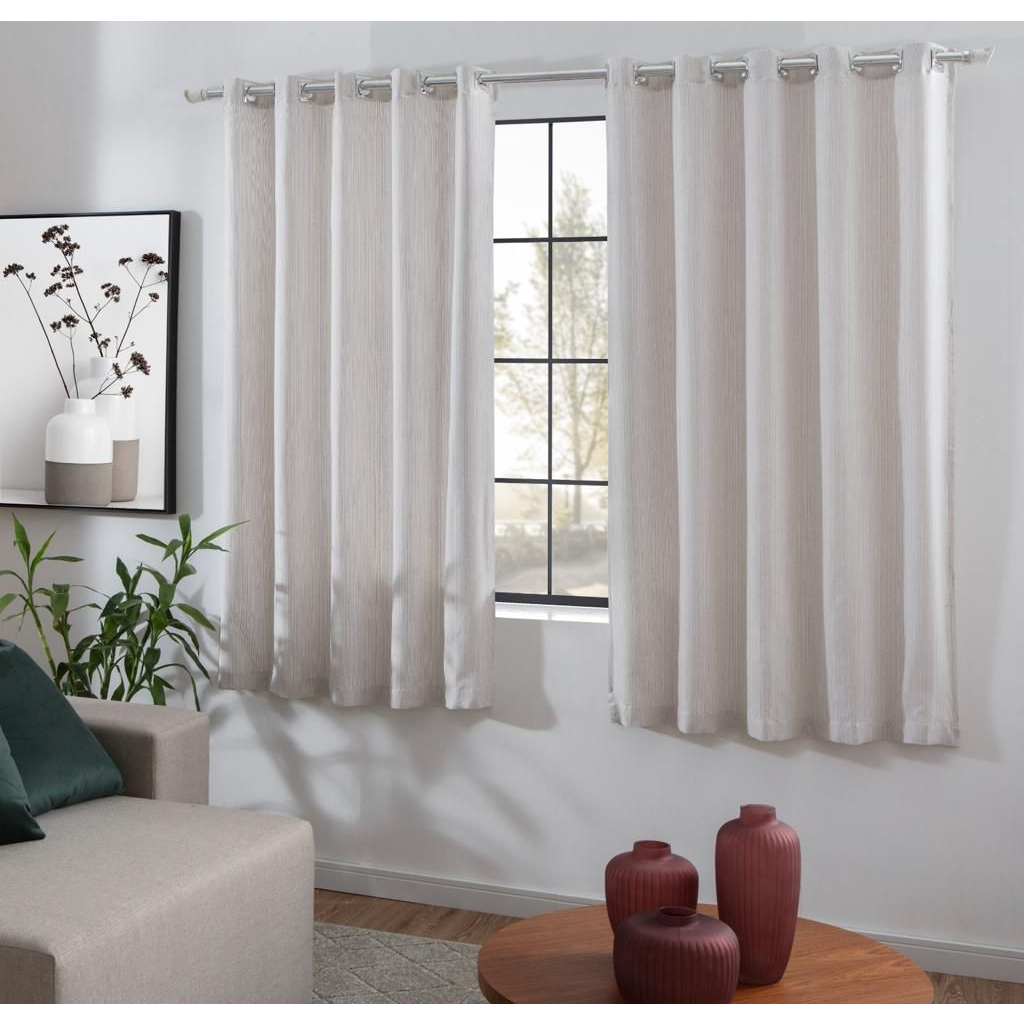 Cortina Rustic Linho Flame 2,20 largura x 1,30 Altura Ilhós Cromado em Oferta na Shopee