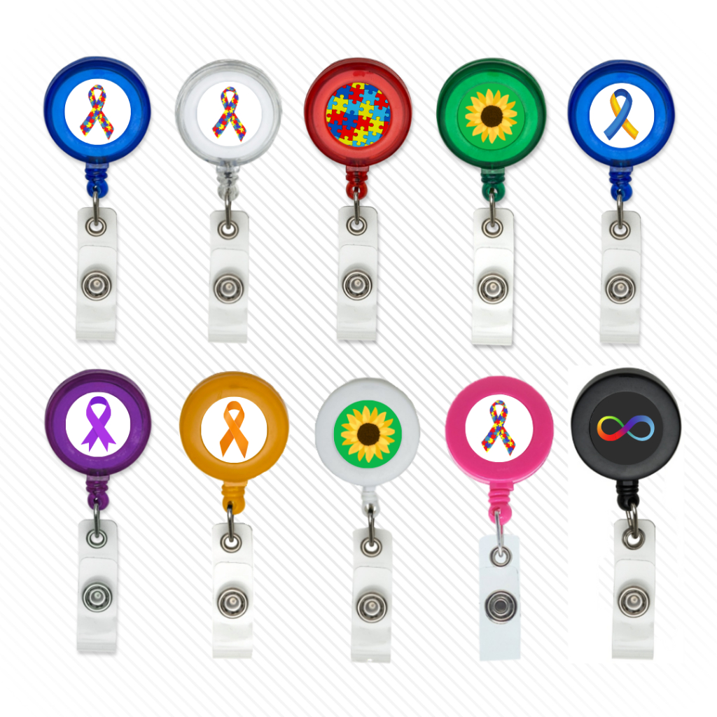 Porta Cracha Retrátil Autista Autismo Girassol Neurodiversidade Fibromialgia Roller Clip em Oferta na Shopee
