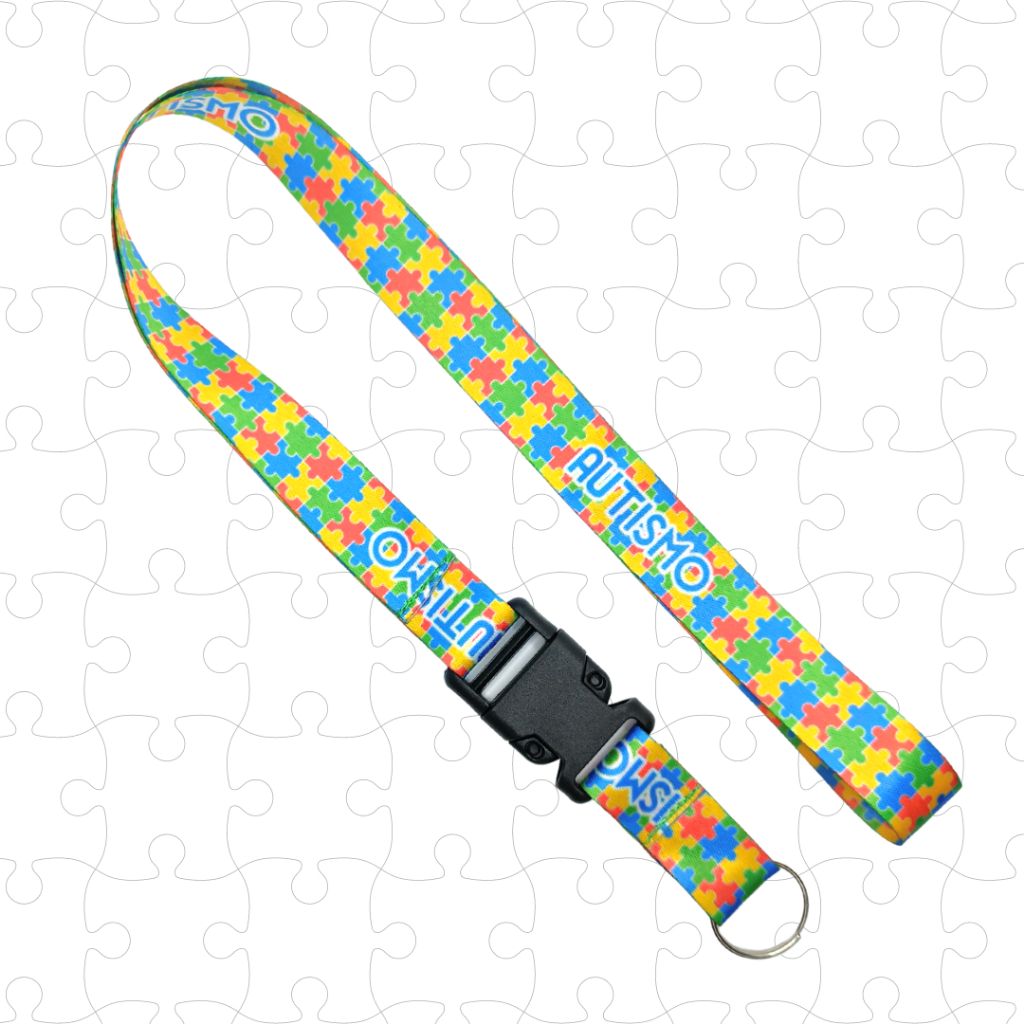 Cordão Identificação Autismo Autista Para Pescoço Fecho Engate Crachá
