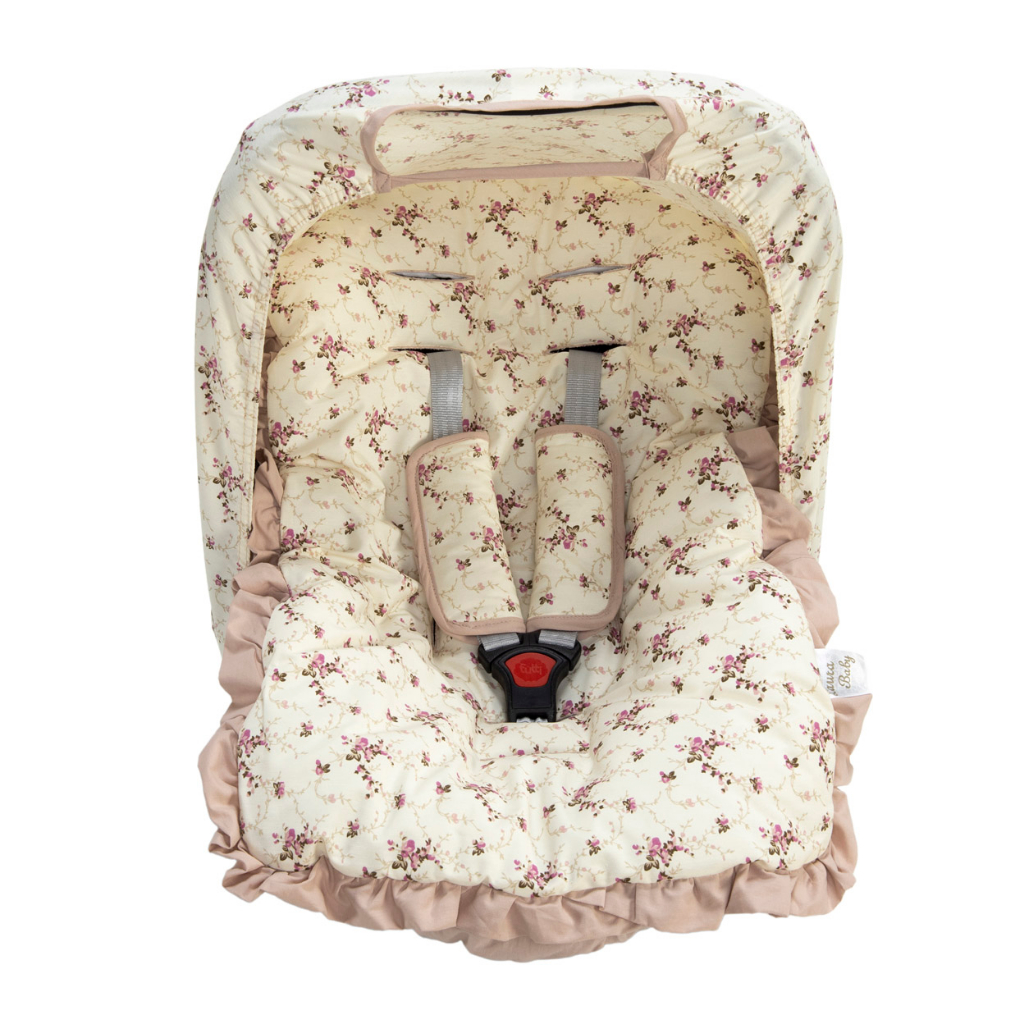 Kit Capa De bebê conforto 4 pçs Capa acolchoada+Capota protetora+Protetor de Cinto De segurança Tecido 100%Algodão