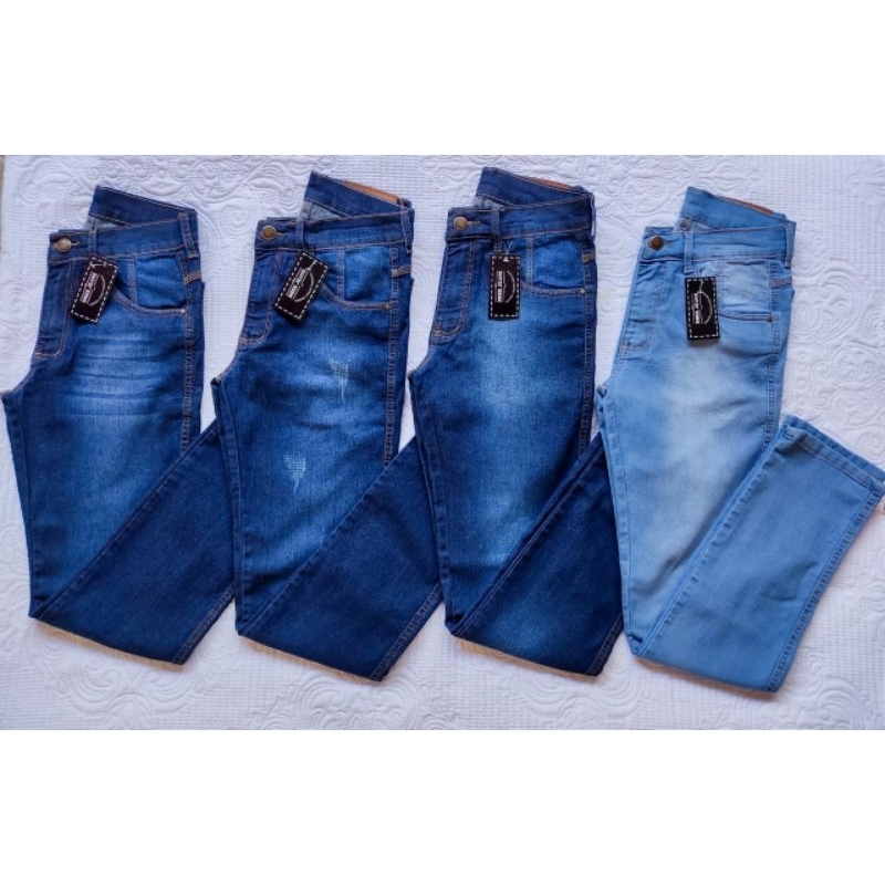 Kit 4 Calças jeans Tradicionais  Masculino Com Elastano em Oferta na Shopee