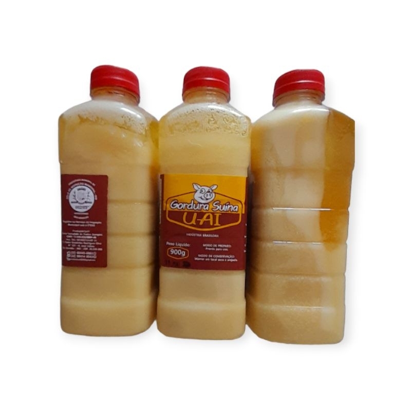 KIT 2 Gordura Suína UAI 900ml Banha de Porco Minas Produto 100% Natural Envio Imediato