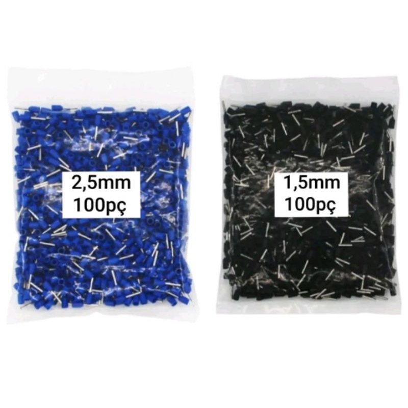Kit Terminais Elétricos Ilhós Tubular 1,5mm E 2,5mm 200 Pç