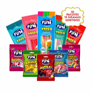 Kit Com 10 Pacotes de Bala Fini Original Sabores Sortidos 15gr