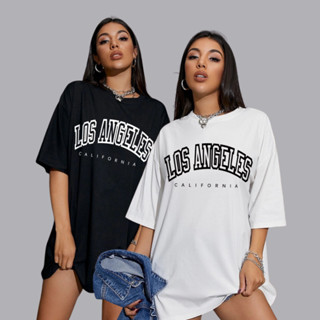 KIT 2 Camisetas Oversized Feminina Los Angeles California Estilo de Rua Corte
