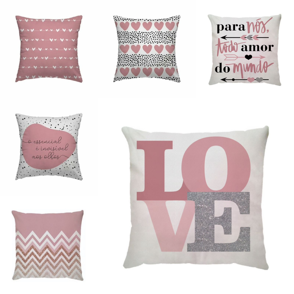 Capa de Almofada Decorativa Rosa 45x45cm Sarja Premium Estampa Frente e Verso