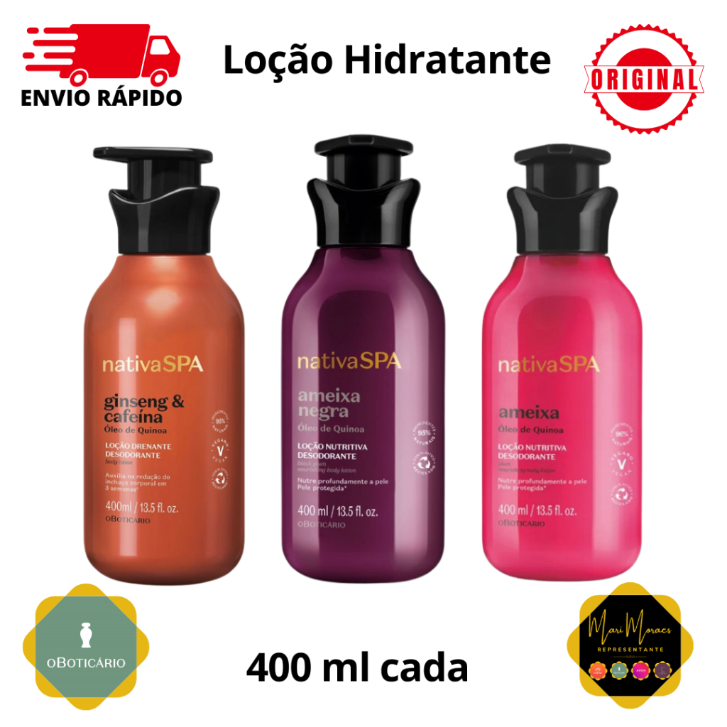 Nativa SPA Ginseng, Ameixa Negra ou Ameixa Loção Hidratante Desodorante 400 ml - O Boticário