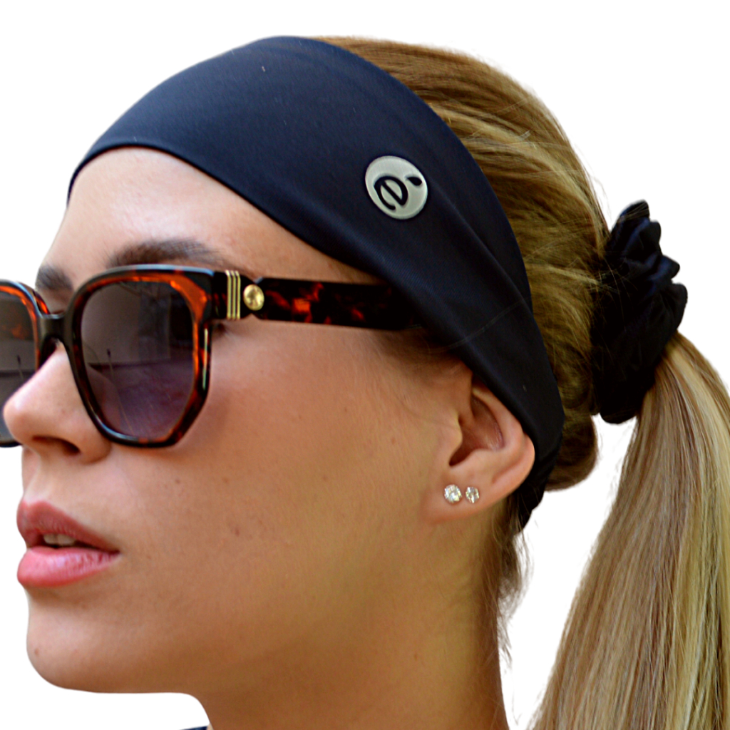 Kit Faixa De Cabeça Fitness + Scrunchie Academia Anti Suor Faixa de Testa esportiva UV50+ Testeira