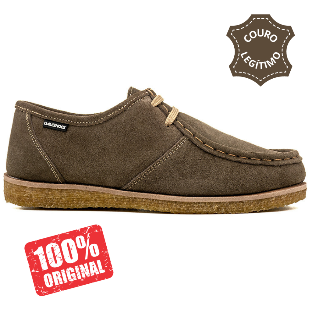 Sapato Mocassim Cacareco London Candian couro camurça legitimo sola crepe palmilha anatômica EVA. em Oferta na Shopee