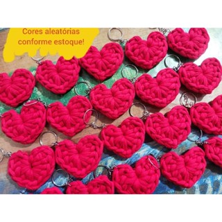 PROMOÇÃO!! kit 10 Chaveiros fio de malha formato coração cores sortidas, lembrancinha, chá bebê, maternidade, evento