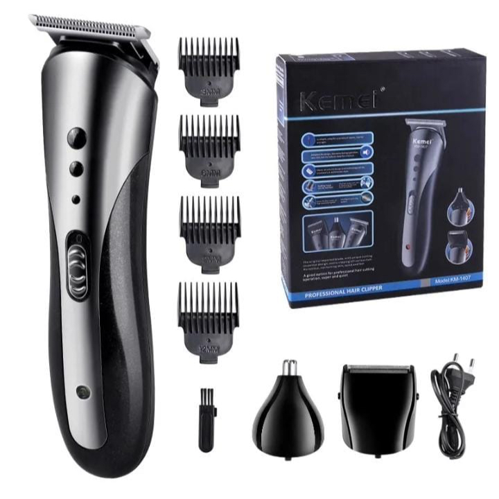 Obtenha Cortes Perfeitos e Estilos Incríveis com a Máquina de Acabamento Profissional Kemei KM-1407 - A Preferida das Barbearias!
