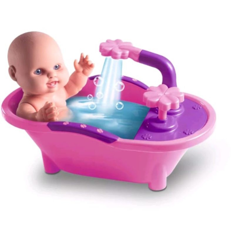 Boneca Bebê Milkinhas Petit Banho Com Banheira Que Saí Água De Verdade Milk Brinquedos Oferta