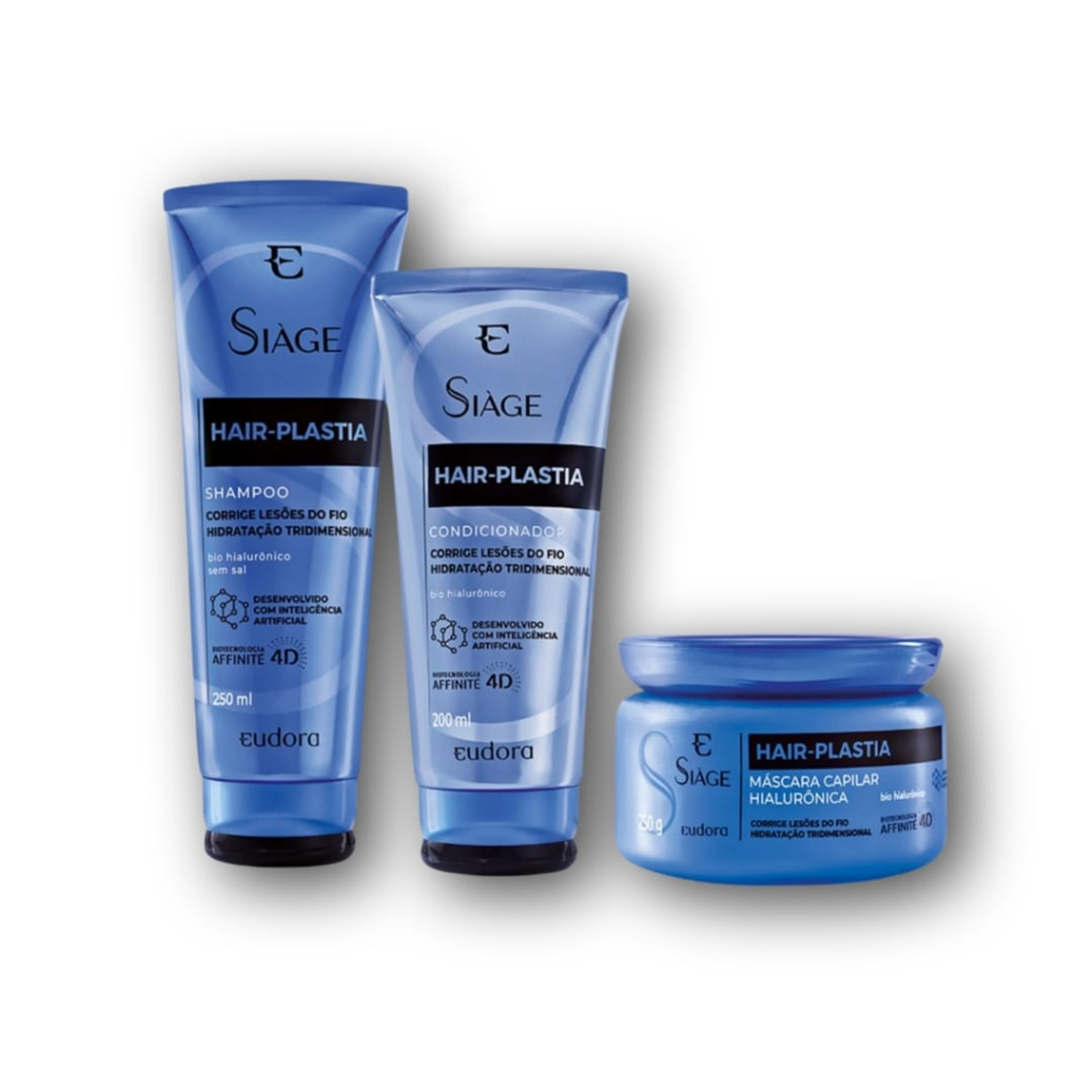 kit Siàge Hair Plastia Eudora Shampoo + Condicionador + Máscara