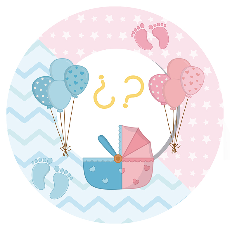 Capa para painel de Festa Redondo 1,50 mts Malha Sublimado Chá Revelação bebe conforto rosa azul