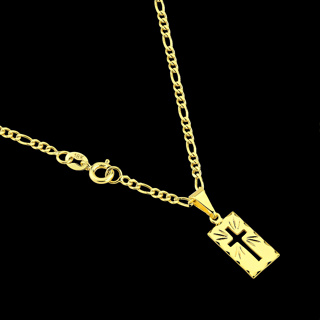 Correntinha Colar Masculino 3x1 com Pingente Placa Cruz Vazada Banhado a Ouro 18k em Oferta na Shopee