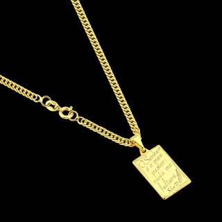 Corrente Cordão Grumet Dupla Lacraia + Pingente Placa Banhados a Ouro 18k em Oferta na Shopee