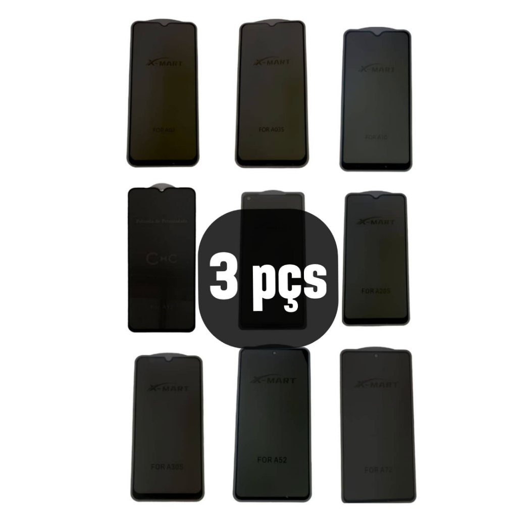 Kit 3 Películas de Privacidade Vidro Xiaomi Redmi Note 9/Note 13/Note 14/13C/14C/X6 pro/X5 pro/Note 12