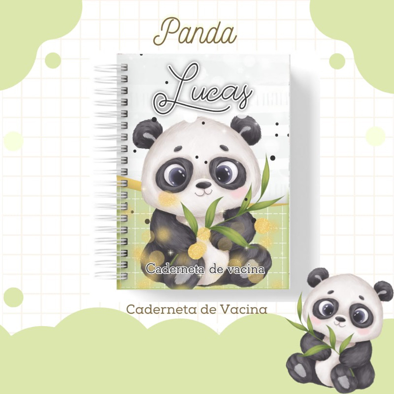 Caderneta de Saúde Menino Panda - Vacinação Vacinas Personalizado Atualizado