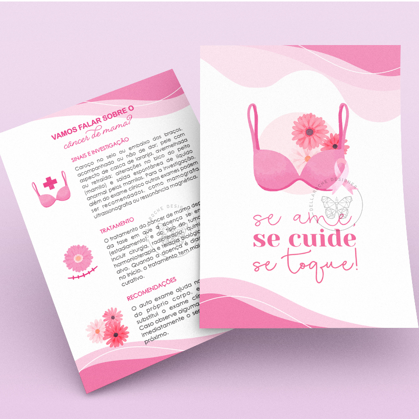 Panfleto Folheto Flyer 10x14cm Outubro Rosa agradecimento ao cliente pela compra, mimo, câncer de mama