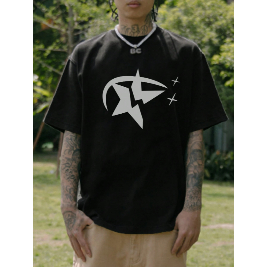 Camiseta Broken Stars Estrela Quebrada Hip Hop Oversized Masculina Top