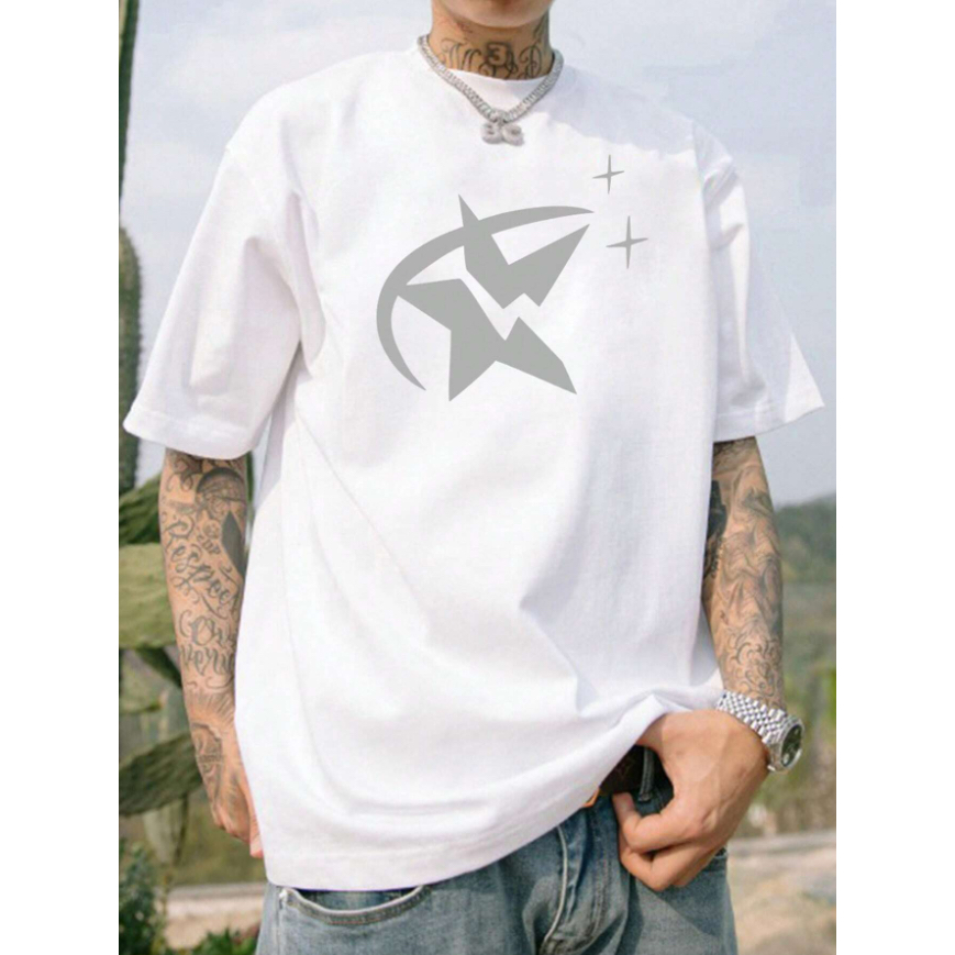 Camiseta Larga Broken Stars Estrela Quebrada Hip Hop Oversized Homem Tumblr Unissex Style