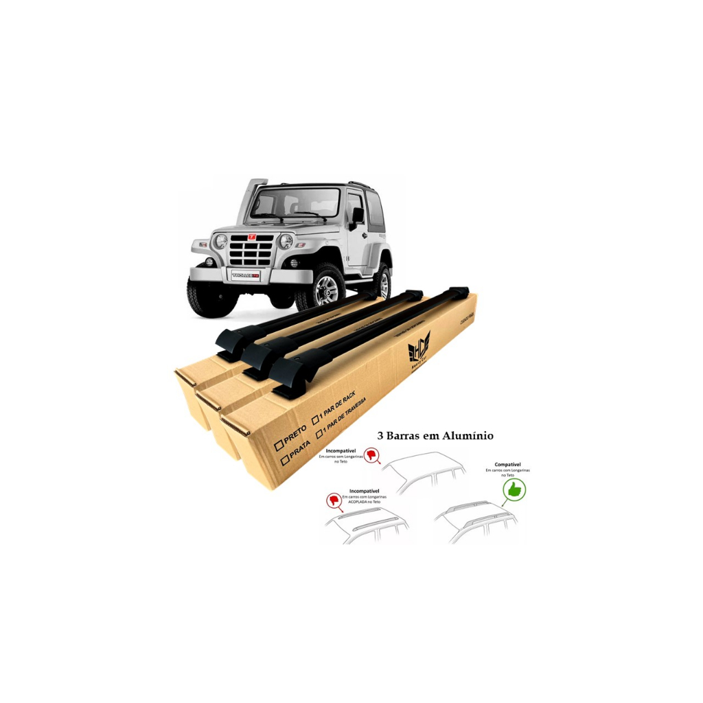 Bagageiro Troller T4 2010 A 2016 3 Barras Rack Larga Heavy Car