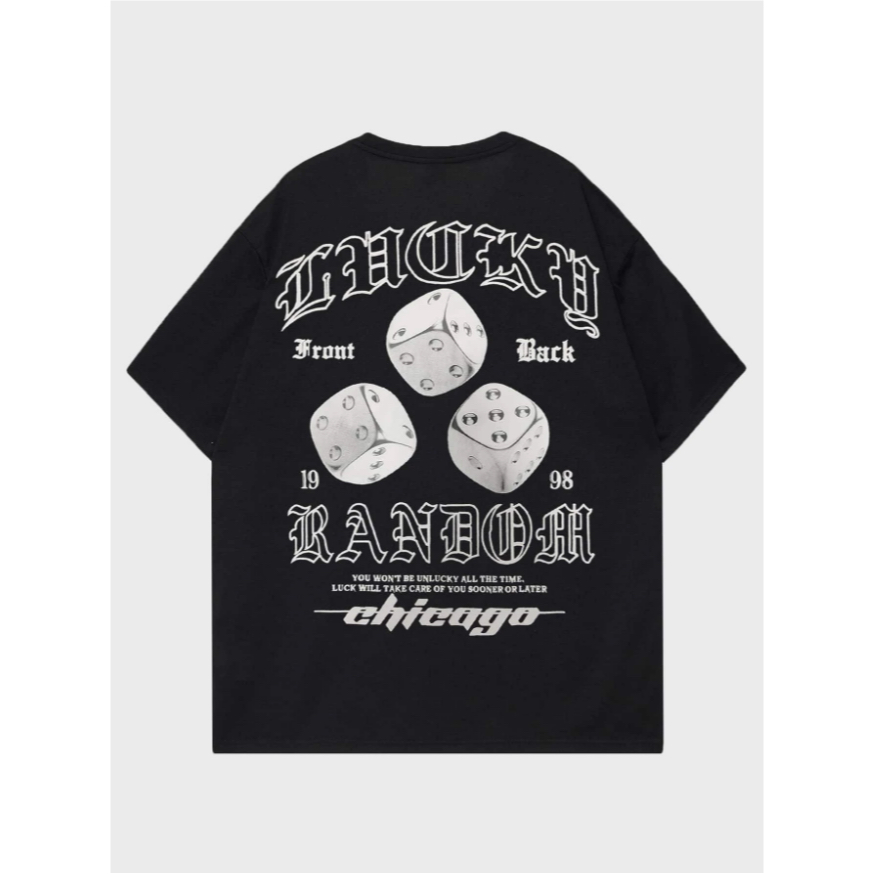 Camiseta Lucky Poker Dados Cassino Oversized Unissex Manga Curta Streetwear Casual