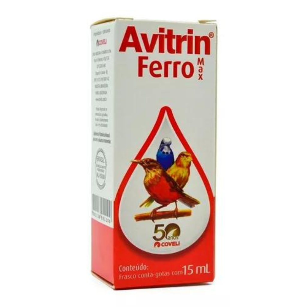 Avitrin Ferro Max 15ml Pássaros E Aves Com Fraqueza Anemia
