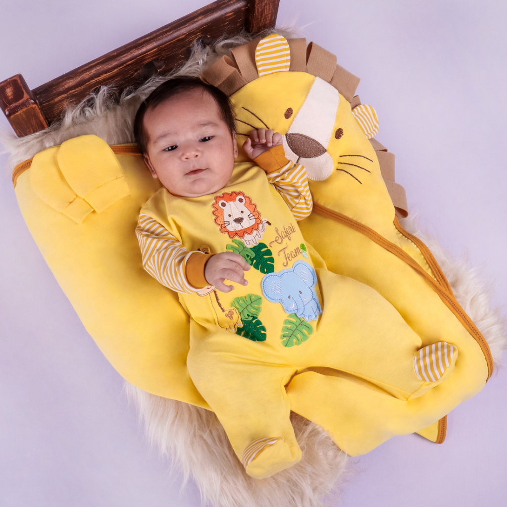 Kit Saída Maternidade ou Macacão Avulso de Bebê Safari Amarelo
