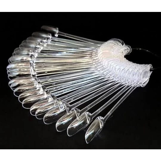 Mostruário Unha Leque 50 Unidades Transparente Com Anel Para Teste De Esmalte Manicure ProntoEntrega