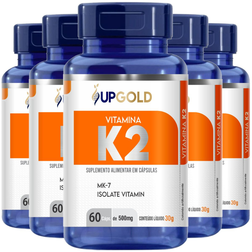 Kit 5 Vitamina K2 Menaquinona 60 Cápsulas 500mg - Upgold