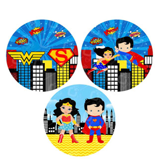 Painel Redondo Tecido Sublimado Mulher Maravilha Vs Superman