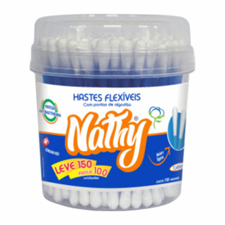 Cotonetes Hastes Flexíveis + Pote com 150 Unidades Nathy em Oferta na Shopee