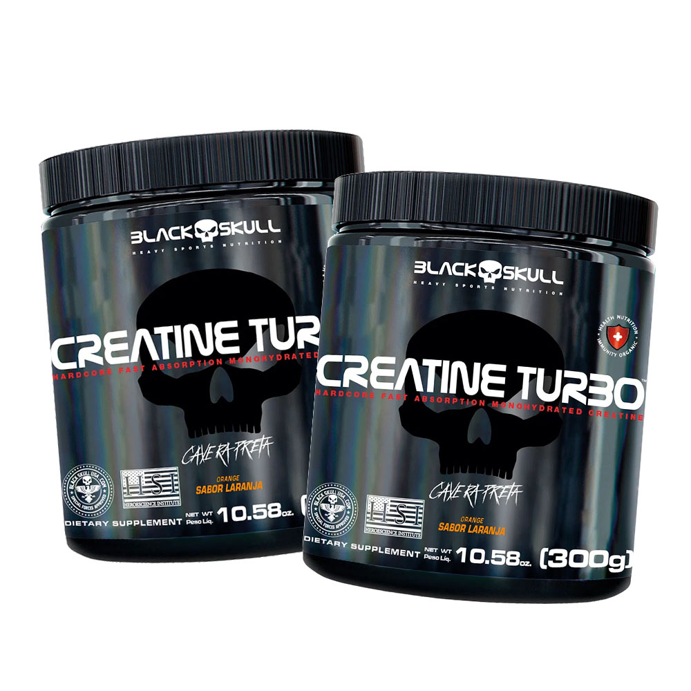 Kit 2x Creatina Turbo 300g Cada Caveira Preta Black Skull - Health