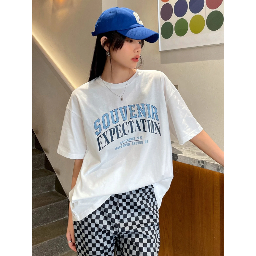Camiseta Expectativa Lembranca Souvenir Ombro Caido Feminino Oversized Style