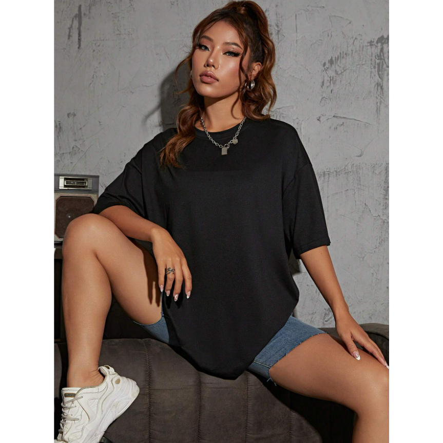 Camiseta Feminina Básica Lisa Gola Redonda Casual Manga Curta Confortável
