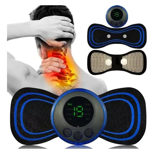 Mini Massageador Adesivo Elétrico Portátil Cervical Alivia Dores Corpo Pescoço Muscular Relaxamento